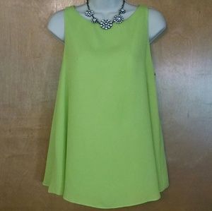 Neon lime green sleeveless blouse